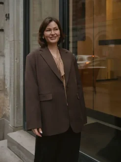 Aarielle Structure Blazer Dark Brown