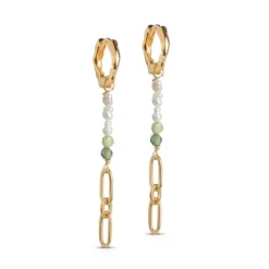 Abigail Hoops Kaki Green, Light Green, Pearls