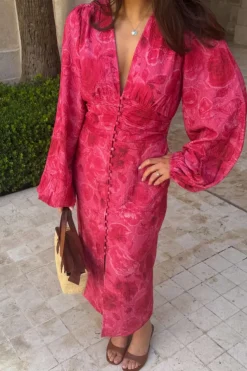 Adaic Long Dress Soft Rose Print