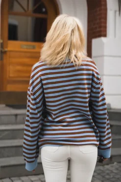 Adanne Polo Knit Stripe Blue