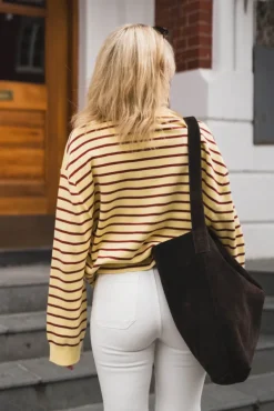 Adanne Polo Knit Stripe Yellow/Rust