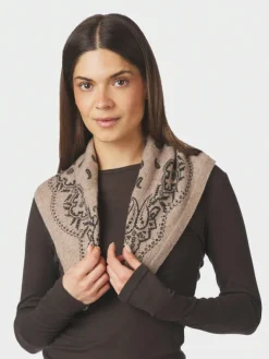 Adelina Paisley Knit Scarf Beige Melange