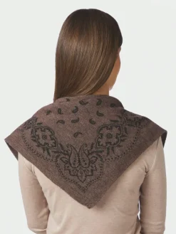 Adelina Paisley Knit Scarf Brown Melange