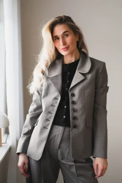 Adrienna Single-Breasted Blazer Brown Melange