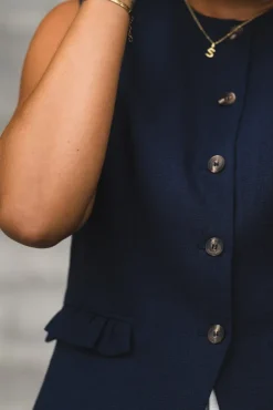 Agana Linen Blend Waistcoat Navy Blazer