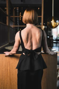 Agape Structure Tie Top Black