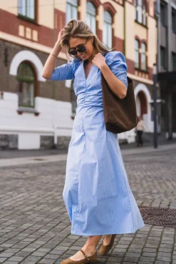 Aglia Stripe Dress Pale Blue