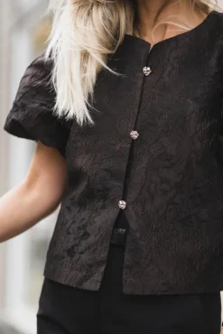 Aisa Brocade Blouse Dark Brown