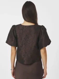 Aisa Brocade Blouse Dark Brown