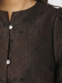 Aisa Brocade Blouse Dark Brown