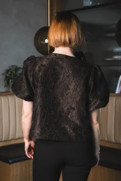 Aisa Brocade Blouse Dark Brown