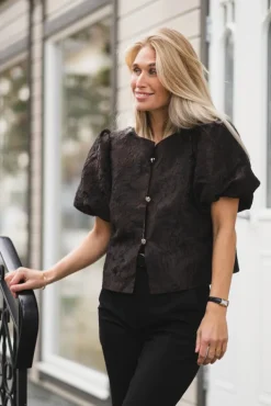 Aisa Brocade Blouse Dark Brown
