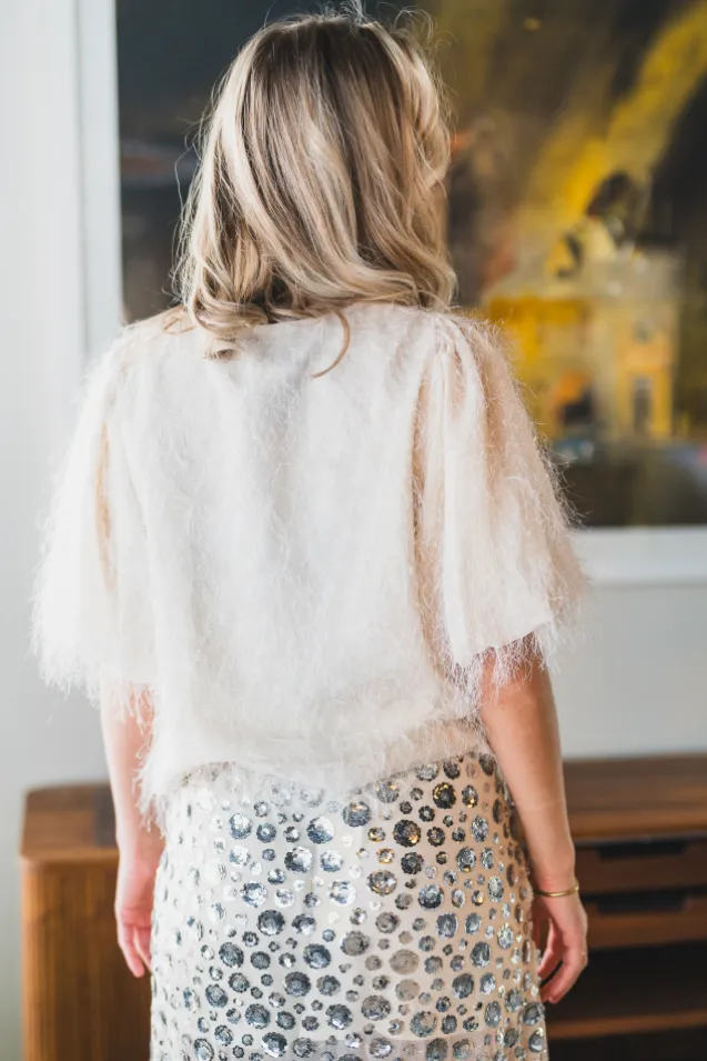 Aisa Frilly Blouse Creme