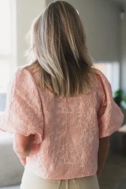 Aisa Soft Brocade Blouse Light Pink