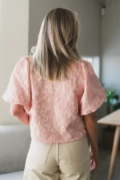 Aisa Soft Brocade Blouse Light Pink