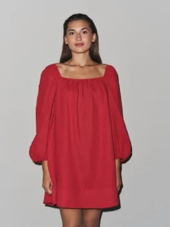 Alma Linen Dress Red