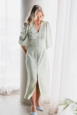 Alto Pattern Sateen Dress Light Green