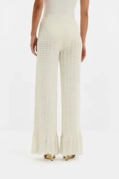 Alycia Knitted Fringe Pants White