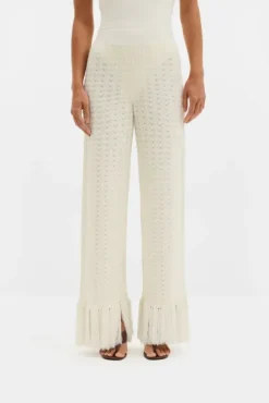 Alycia Knitted Fringe Pants White