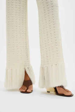 Alycia Knitted Fringe Pants White