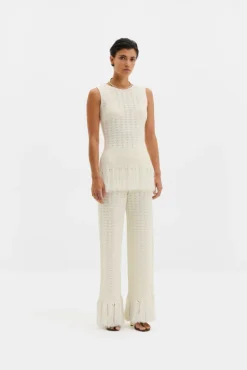 Amal Knitted Fringe Top White