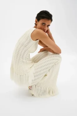 Amal Knitted Fringe Top White