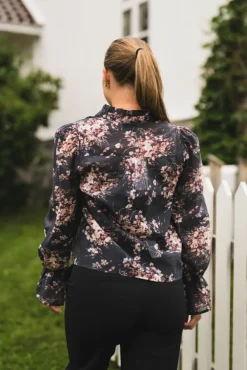Amara Garden Flower Blouse Dark Navy