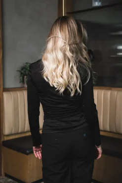 Amela Embellished Long Sleeve Jersey Top Black