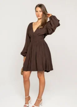 Amelie Dress Espresso Linen