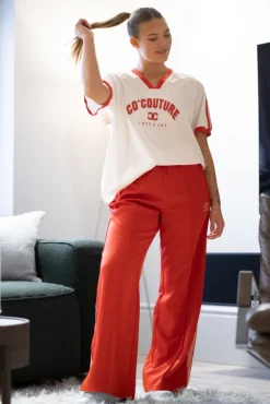 Amira Crease Pant Red