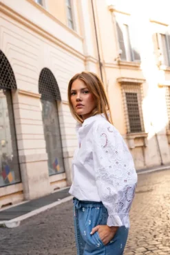 Amy Embroidered Blouse Sugar White Poplin