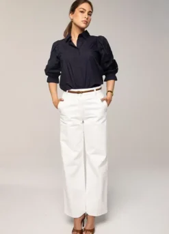 Amy Embroidered Shirt Marine Poplin