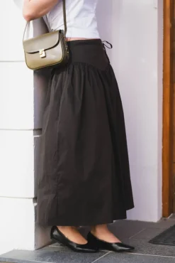 Anais Poplin Skirt Chocolate Brown