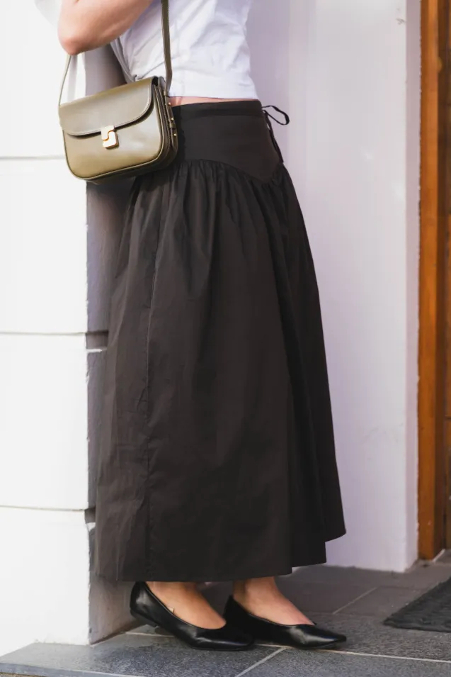 Anais Poplin Skirt Chocolate Brown