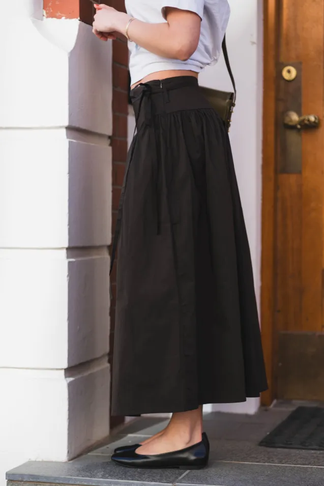 Anais Poplin Skirt Chocolate Brown
