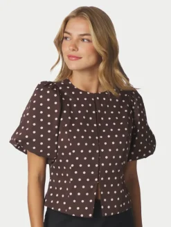 Anela Dot Blouse Brown