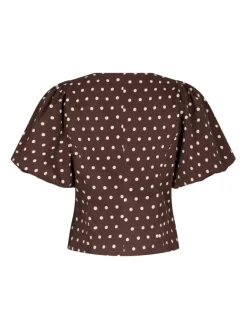 Anela Dot Blouse Brown