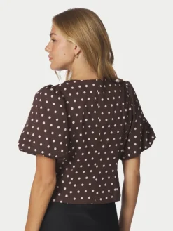 Anela Dot Blouse Brown