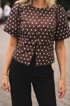 Anela Dot Blouse Brown