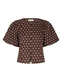 Anela Dot Blouse Brown