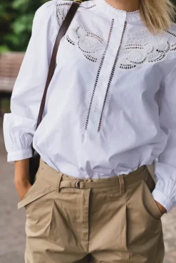 Aneliah C Poplin Emb Blouse White