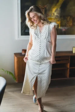 Aniella Dot Dress Creme
