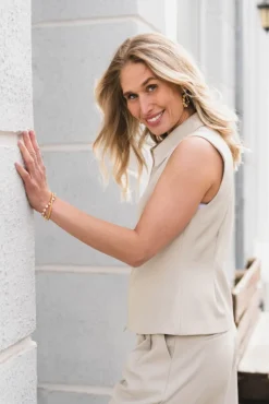 Annabella Structure Waistcoat Creme