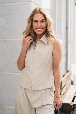Annabella Structure Waistcoat Creme
