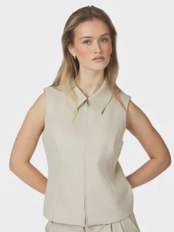 Annabella Structure Waistcoat Creme