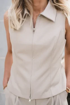 Annabella Structure Waistcoat Creme