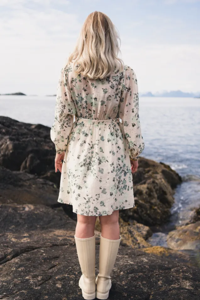 Anna Dress Green Tint Flower