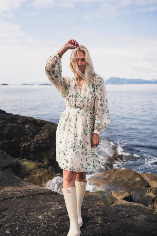 Anna Dress Green Tint Flower