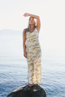 Anna Dress Yellow Mimosa Print