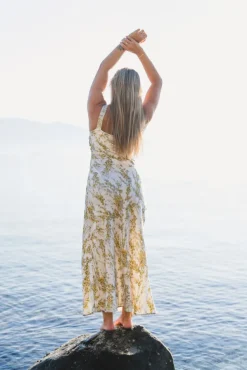 Anna Dress Yellow Mimosa Print